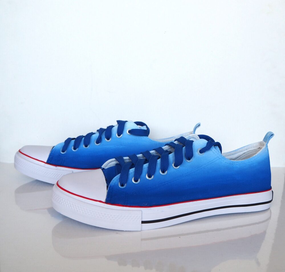 Custom Blue Ombre Sneakers Hand-Painted Canvas Shoes