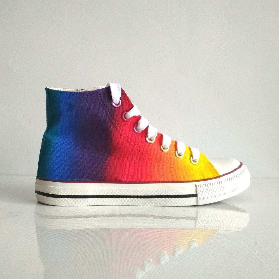 Custom Hand-Painted Rainbow Canvas Shoes