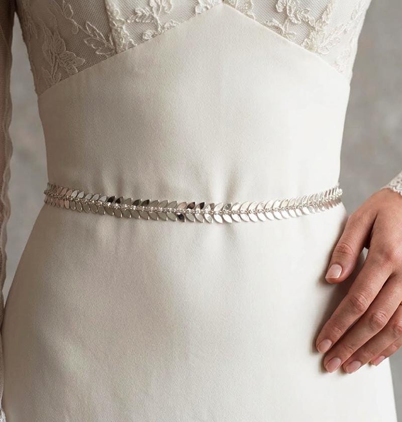 Silver Rhinestone Wedding Belt Skinny Crystal Bridal Sash