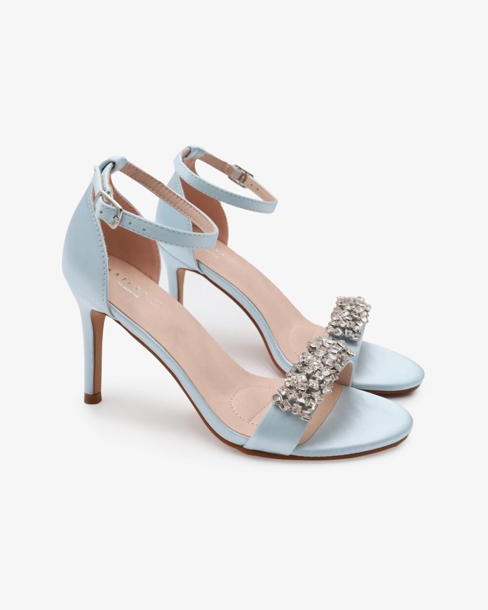 Light Blue Satin High Heel Wedding Sandals With Crystelle Rhinestones, Bridesmaids Shoes, Heels Sandals, Something