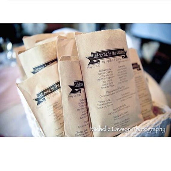 Wedding Program Bags - Personalized Simple Banner Kraft Ceremony & Reception Favor