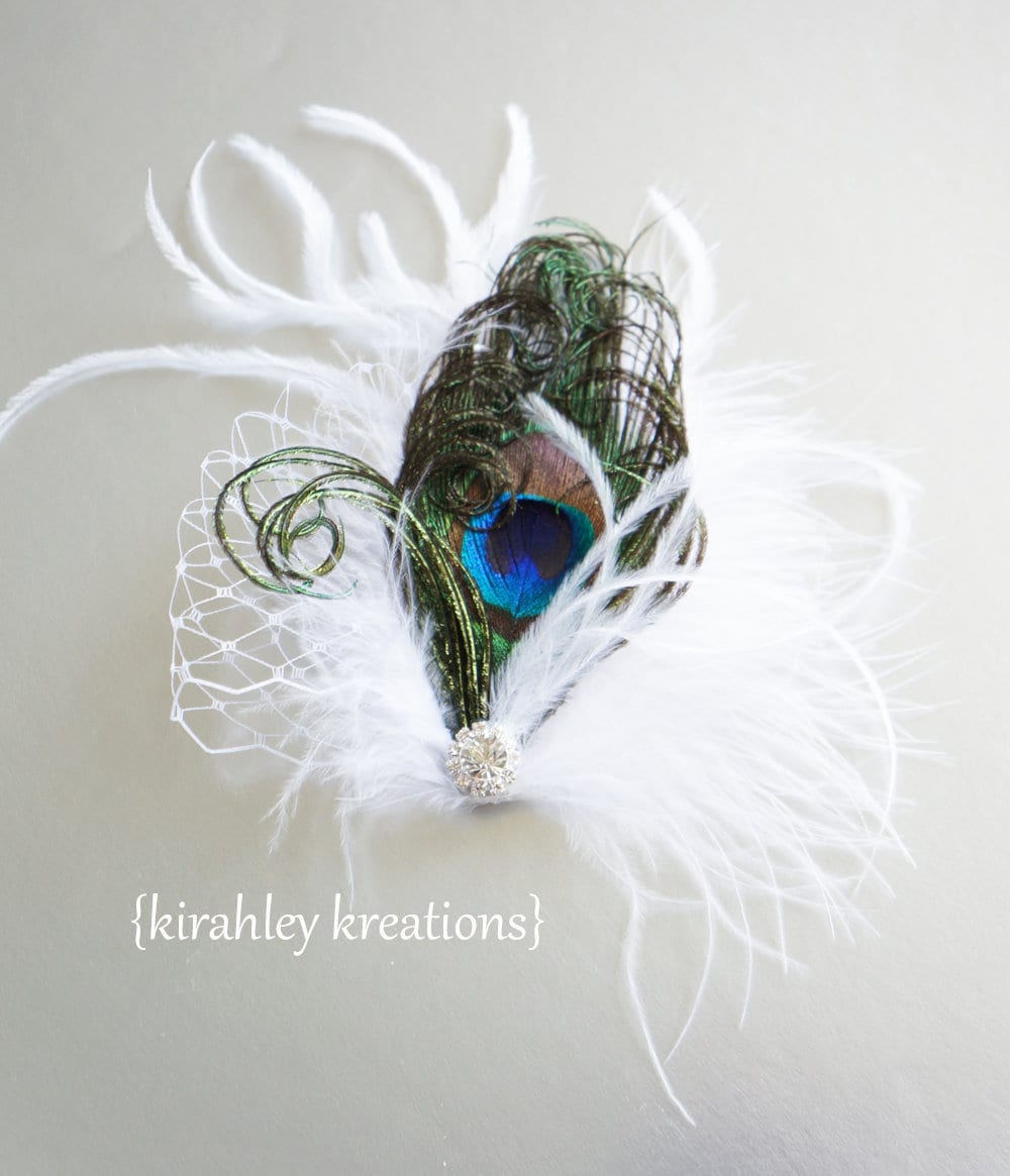 Peacock Feather Wedding Hair Clip | Ostrich Plume, Bridal Veiling