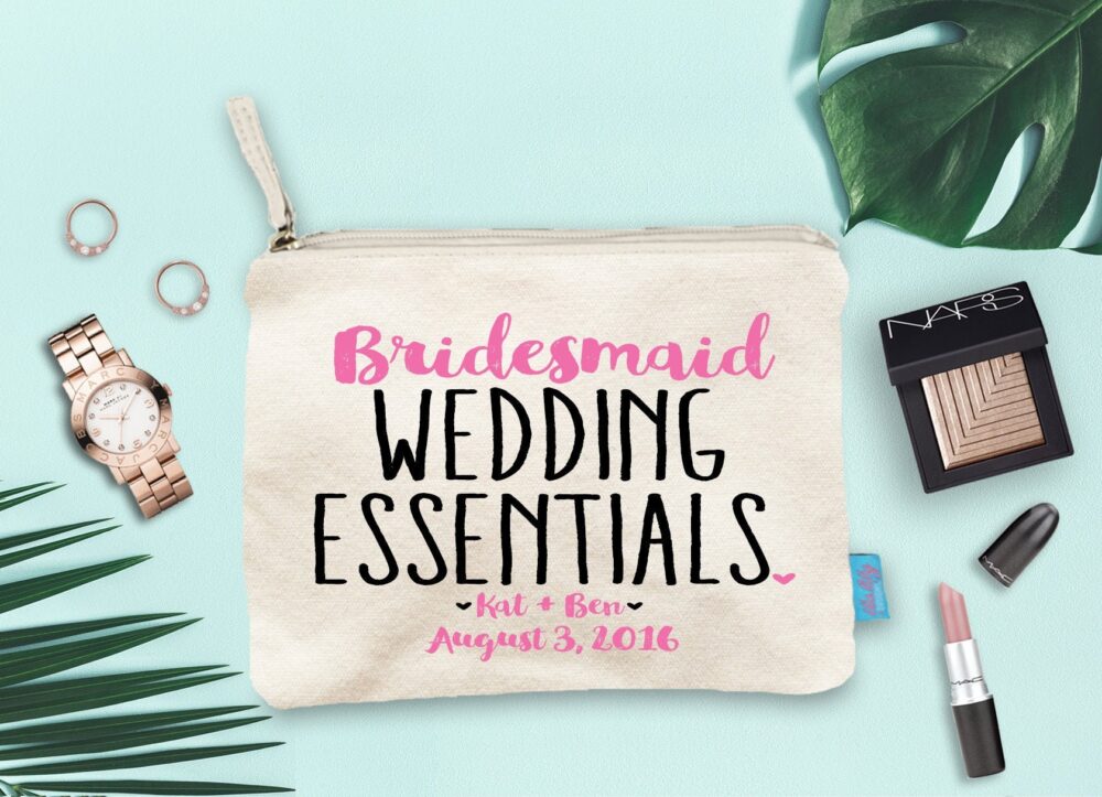 Personalized Bridesmaid Canvas Makeup Bag, Wedding Party Gift