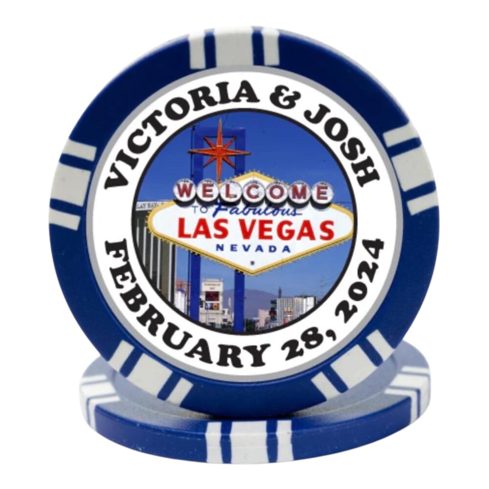 100 Wedding Poker Chip Favors, Custom Magnetic Chips, Las Vegas Personalized Casino Theme