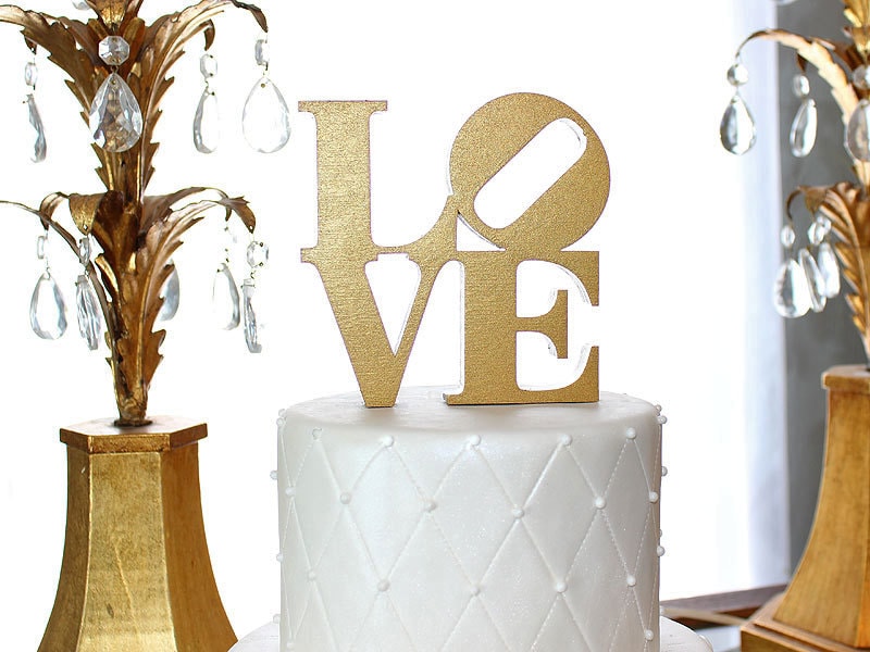 Love Cake Topper Hand Painted Baltic Birch Wedding Anniversary Decor