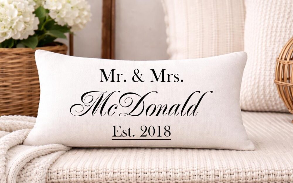 Personalized Wedding Pillow - Custom Couple Names & Date Gift