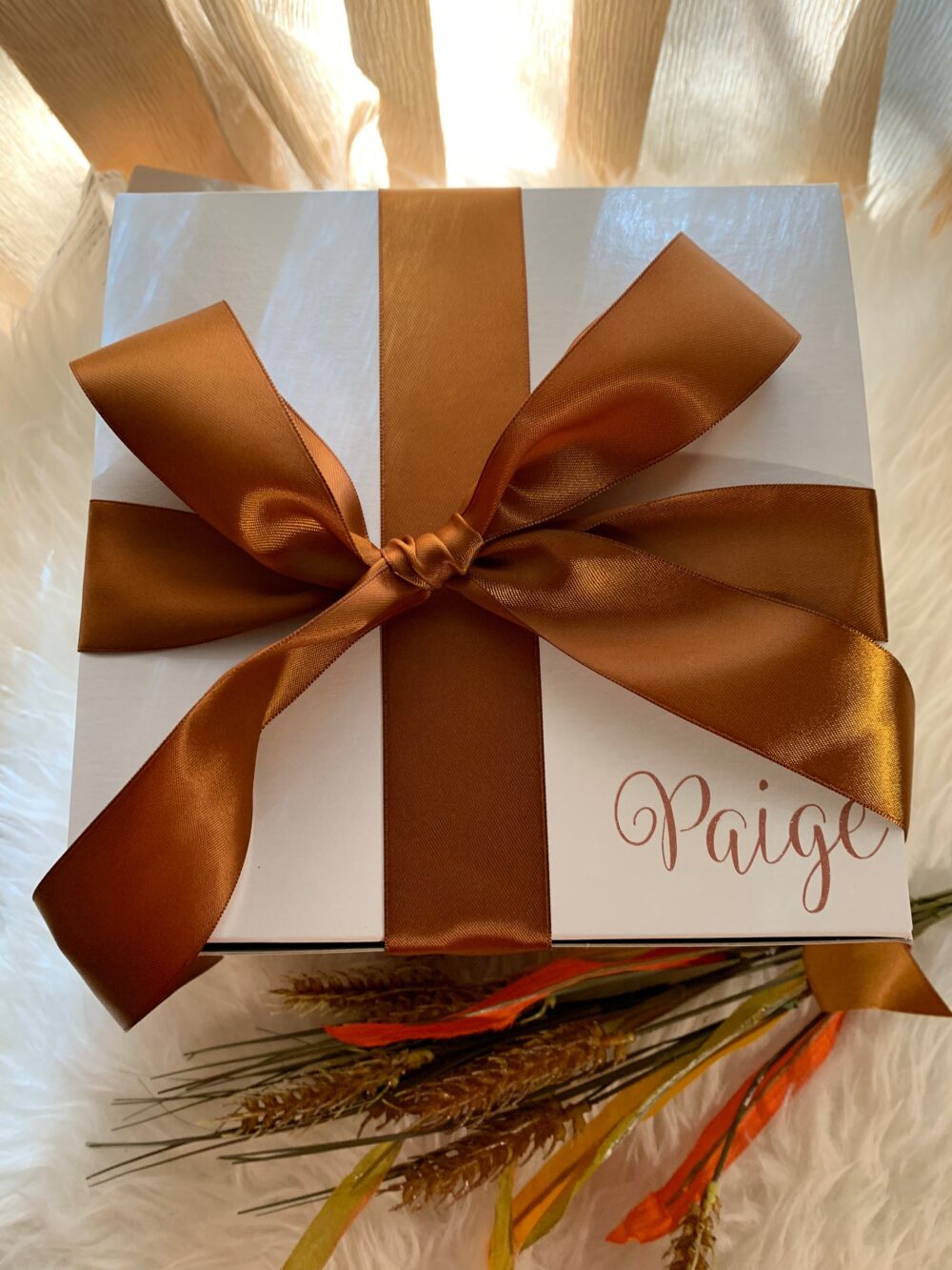Empty Personalized Bridesmaid Proposal Box With Ribbon - 8x8x6 White Bridal Shower Gift