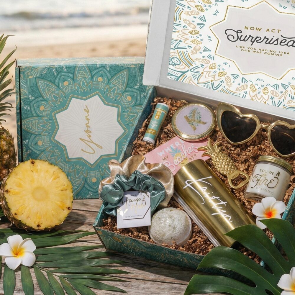 Tropical Bridesmaid Proposal Box For A Beach Wedding in Hawaii, Mexico, Or Destination, Will You Be My Gift | Tb1