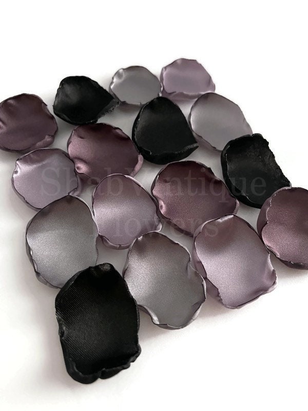 Haunted Forest Wedding Decor, Fall Flower Girl Petals, Vintage Mauve, Dusty Lavender, Slate, Black Petals