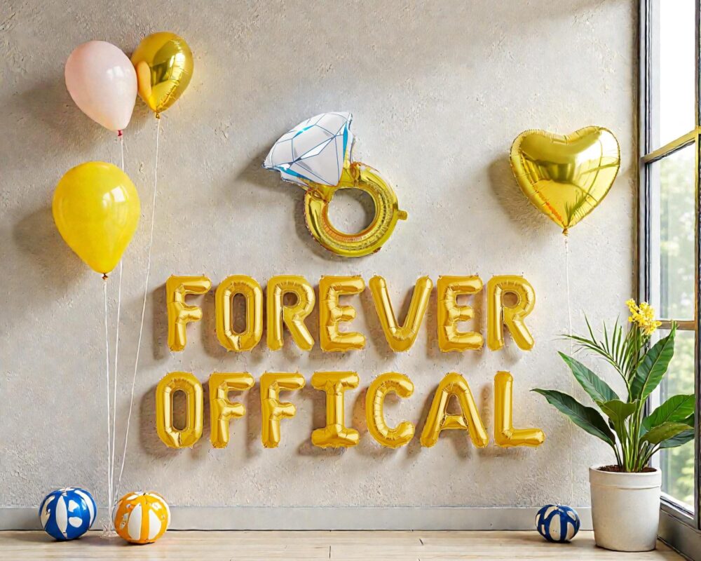 Forever Official Balloon Banner With Ring She Said Yes Engagement Party Decor
