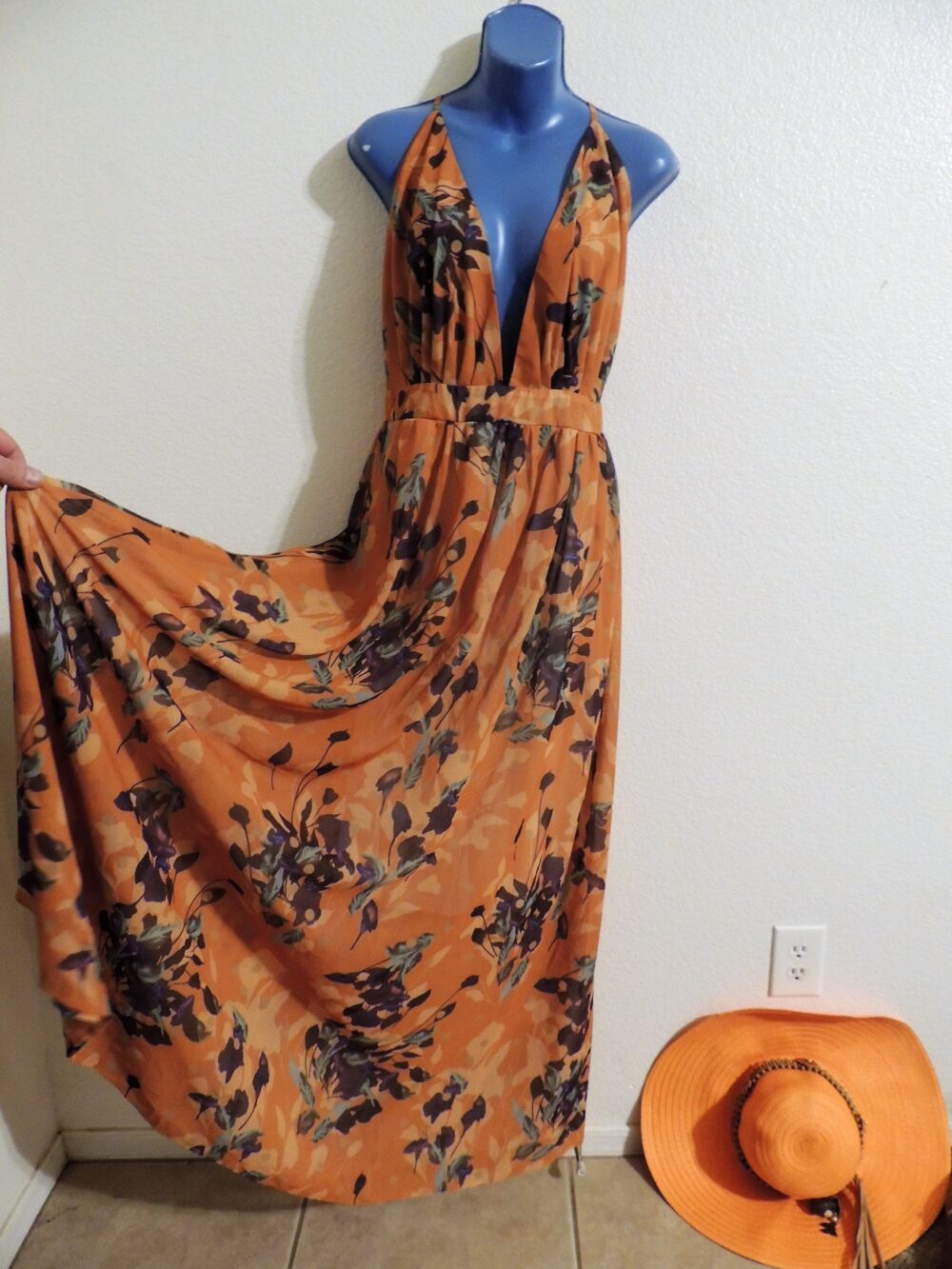 Vintage 1960S Floral Halter Dress, Celia Birtwell Print, Size Xl