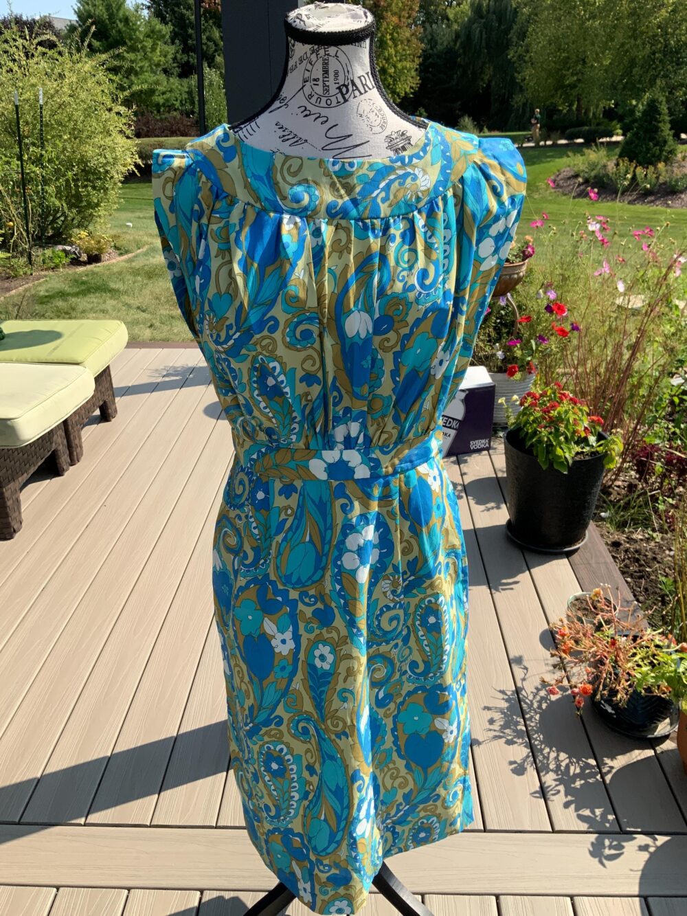 1960S Floral Print Dress, Handmade Retro Fashion
