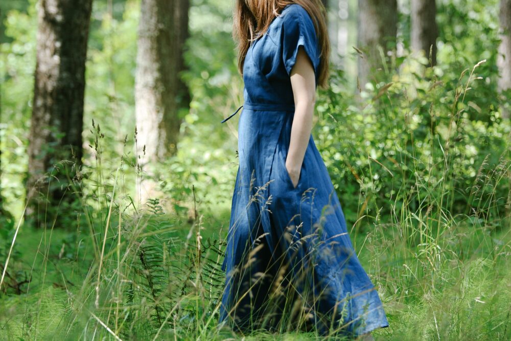 Long Linen Wrap Dress Sarlote, Linen Dress, Summer Natural Wear, Maxi Wraparound