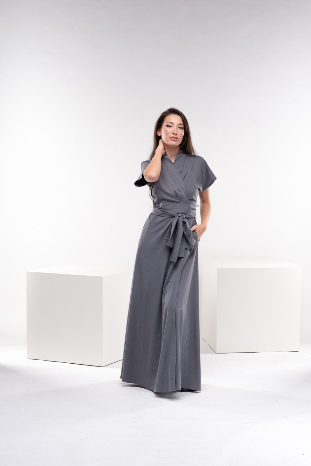 Maxi Wrap Dress, Long Swing Japanese Kimono Plus Size Kaftan Avant Garde Clothing