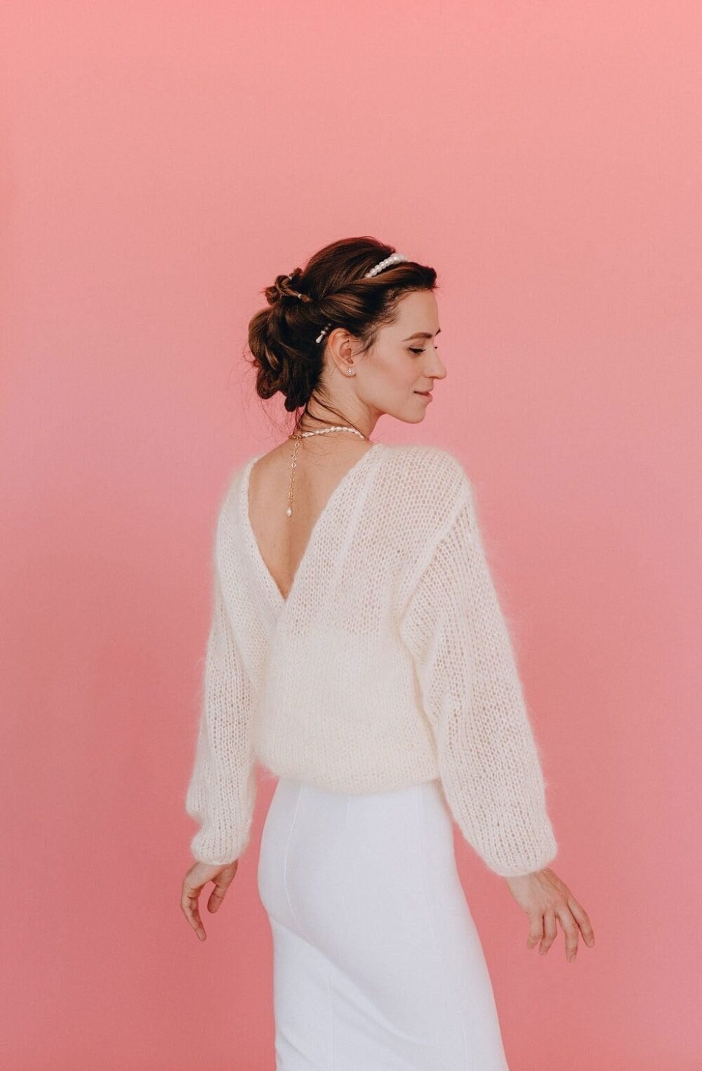 Mohair Sweater Women Wedding Jacket Wool Pullover Bridal Jumper