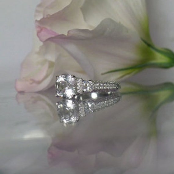 Three-Gem Engagement Ring, Herkimer Diamond Ring