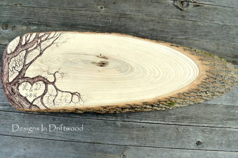 Large 21 Inch Wedding Guest Book Alternative - Rustic Wood Slice Personalized Unique Anniversary Reunion