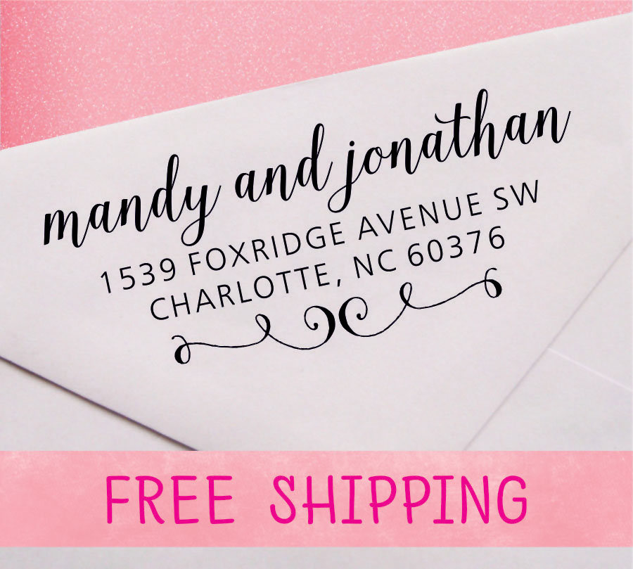 Custom Return Address Stamp, Wedding Self Inking Calligraphy Stamp - A26