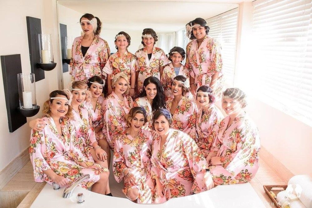 Clearance Pink Robes - Floral Robe Satin Bridesmaid Bridesmaids Gift Wedding Bridal Party