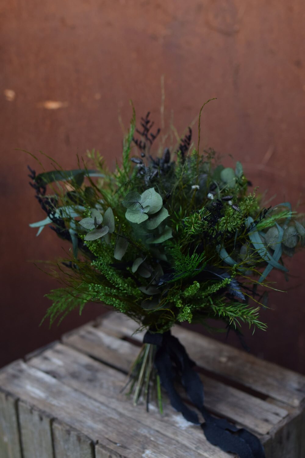 Forest Wedding Bouquet, Gothic Bouquet For The Bride, Fantasy Bouquet, Green Of Stabilized & Dried Plants, Woodland