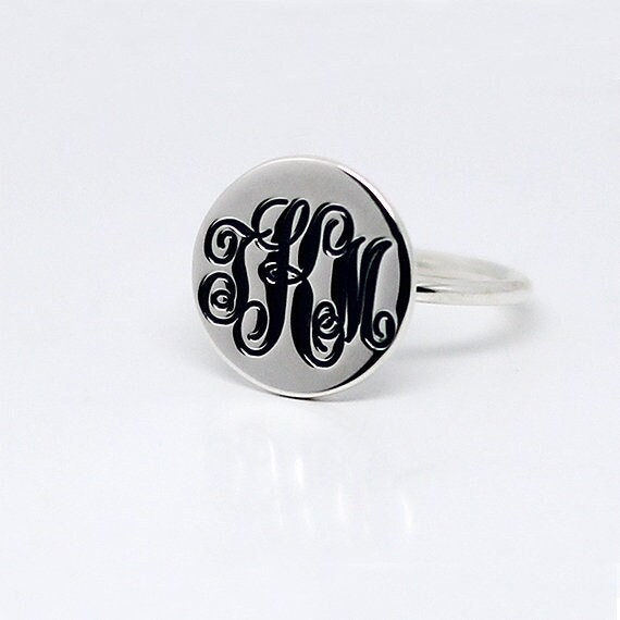 Monogram Ring in Sterling Silver, Personalized Name Ring, Initial Ring, Nameplate Ring, Engraved Monogrammed Ring, Custom Jewelry