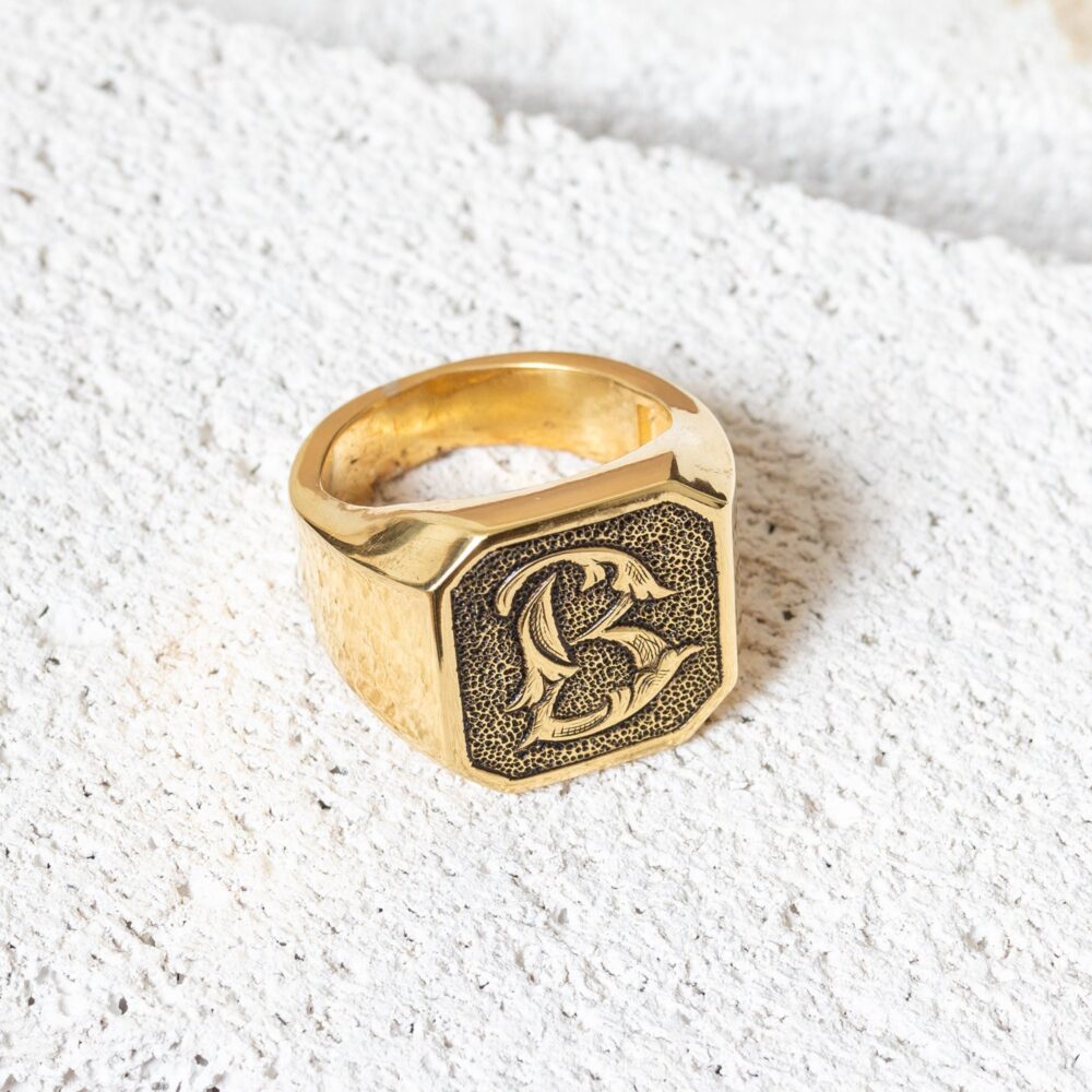 14K Solid Gold Signet Ring-8K Personalized Engagement Ring-Engraved Men Ring-Signet Ring-Monogram Ring-Personalized Jewelry-Monogram Jewelry