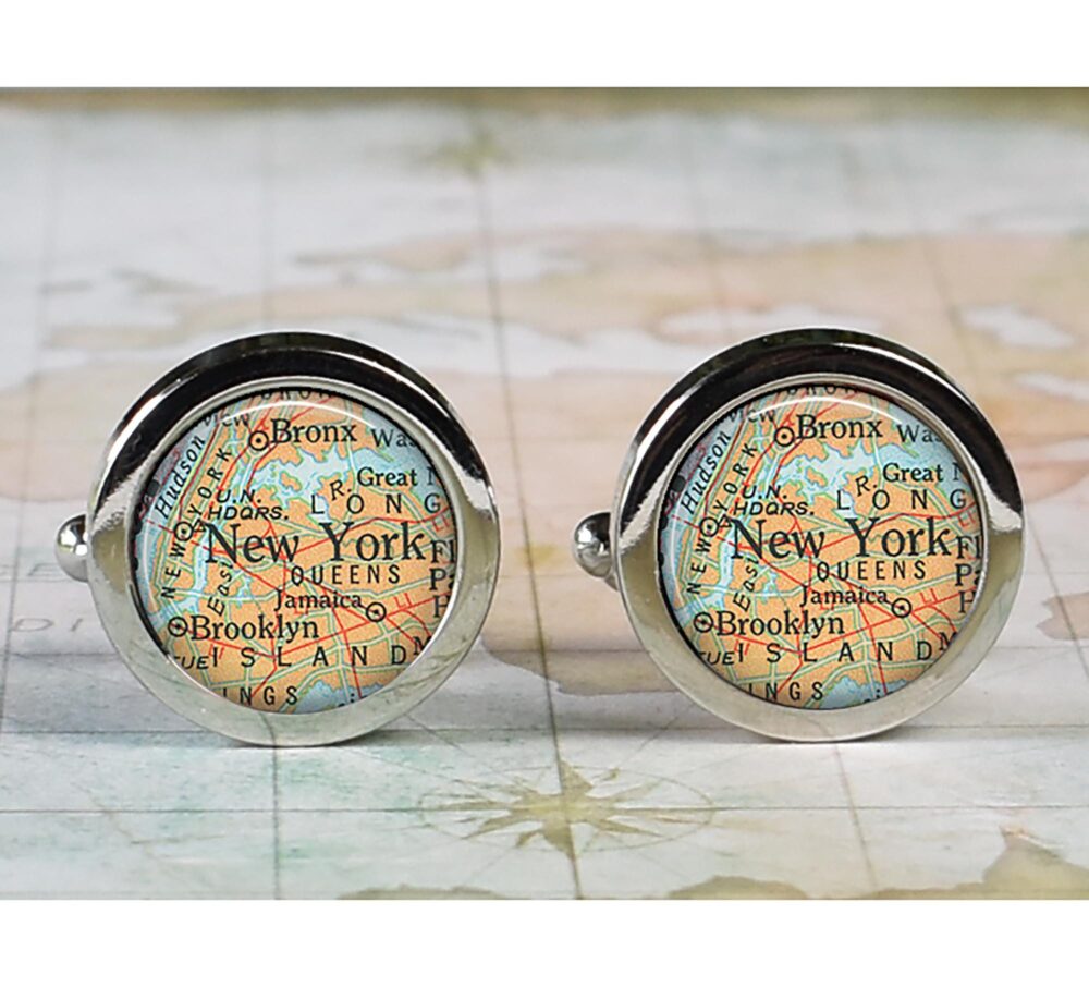 New York Cufflinks, City Map Cufflinks Wedding Gift Anniversary For Groom Men Groomsmen Best Man Father's Day
