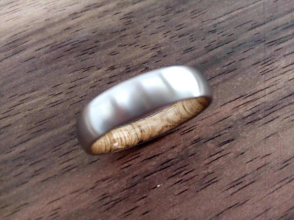 Titanium Wood Wedding Band Oak Ring