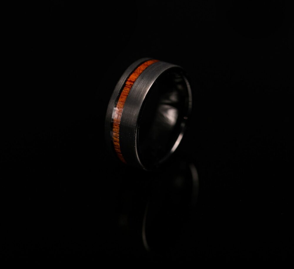 Wood Wedding Band, Wooden Ring, Koa Mens Inlay Ring Men