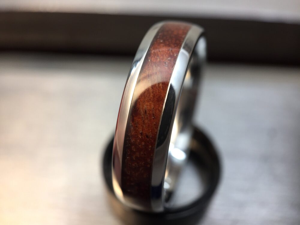 Mexican Rosewood Custom Wood Wedding Band, Personalized Granadillo Ring, Mens Anniversary Ring