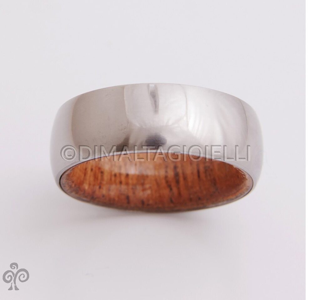 Wood Wedding Ring Titanium Band Mens Mohogany
