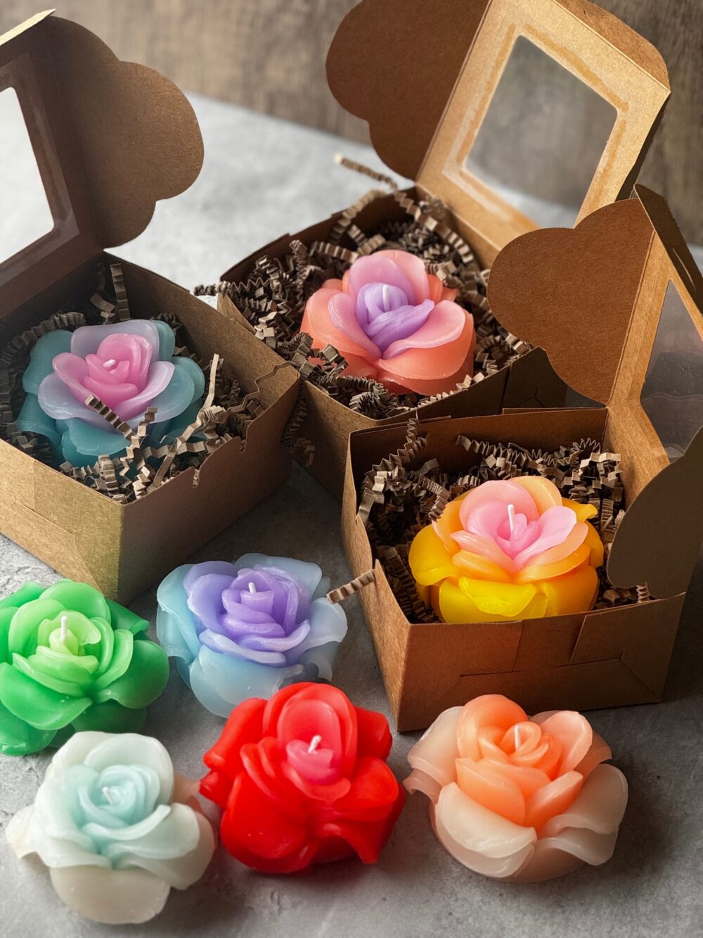 Handmade Rose Candle | Two-Tone Floating Candle, Gift Box