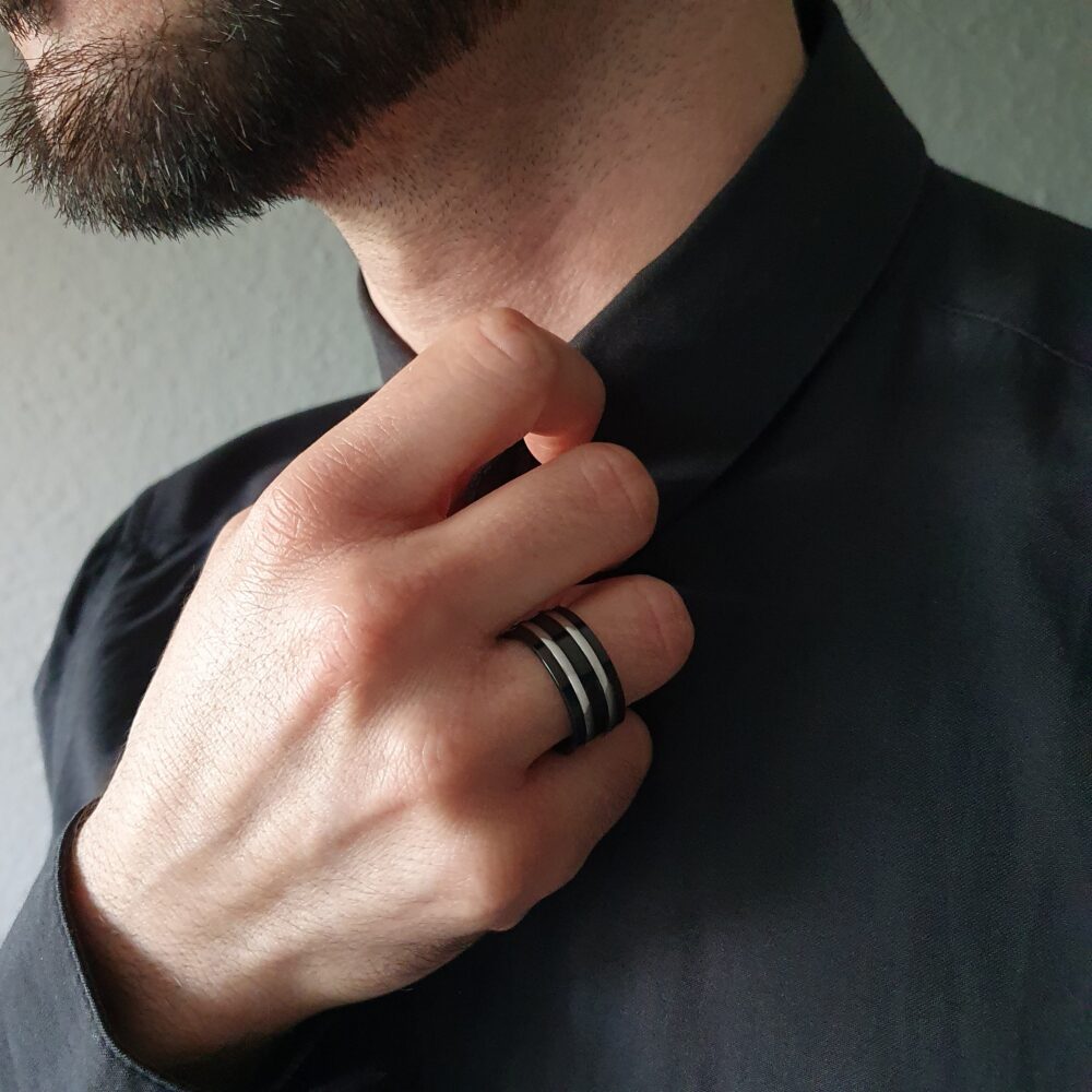 Mens Ring Black Band Stainless Steel, Rings For Men, Handmade Jewelry Jewelry Unique Gifts Gift Him Gnatus