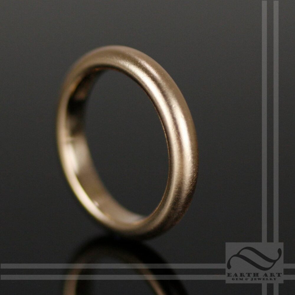 Thick Classic Mens Wedding Band - 14K Brushed, Dimpled Or Polished Finish Yellow, White Rose Gold, 4mm Wide Comfort Fit