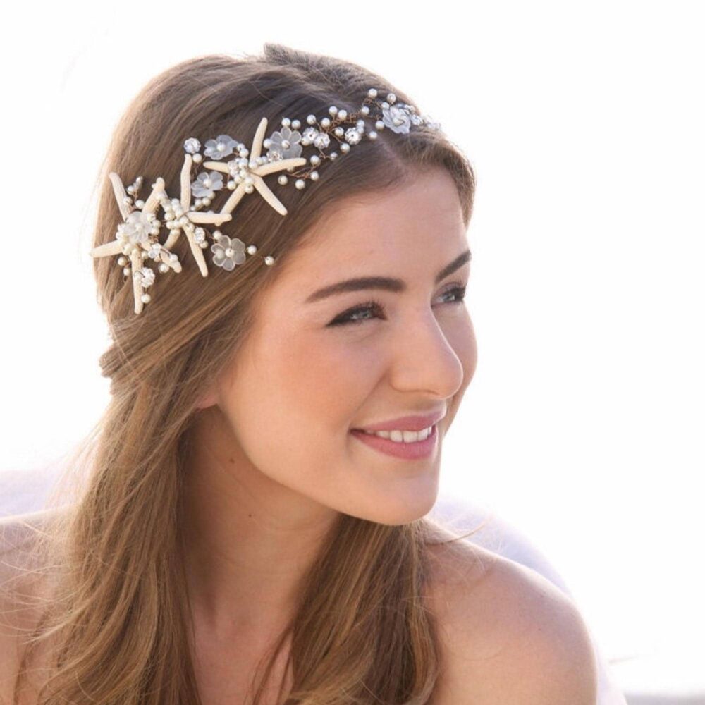 starfish Pearl Beach Wedding Hair Vine Nautical Headpiece