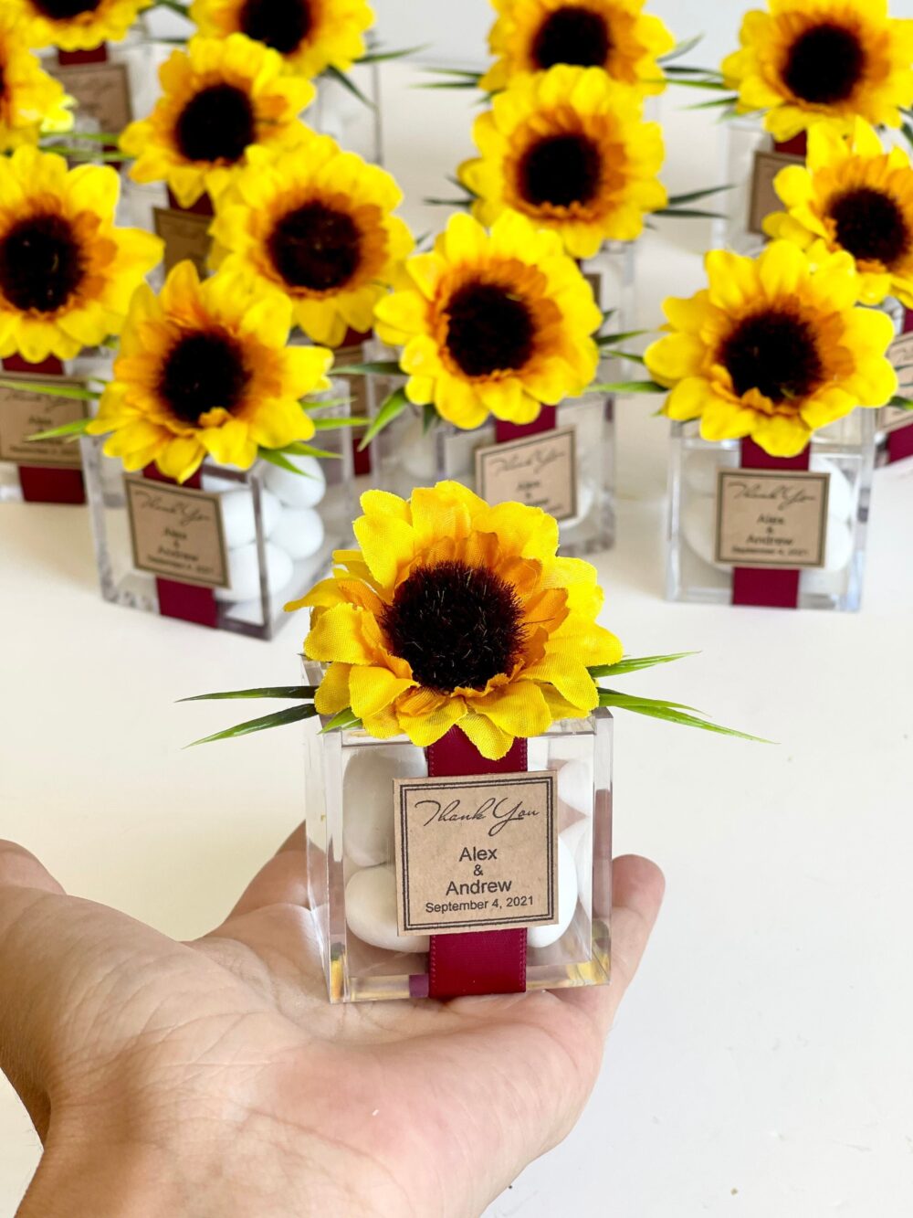 5Pcs Sunflower Favors, Wedding Favors Boxes, For Guests, Rustic Wedding, Party Custom