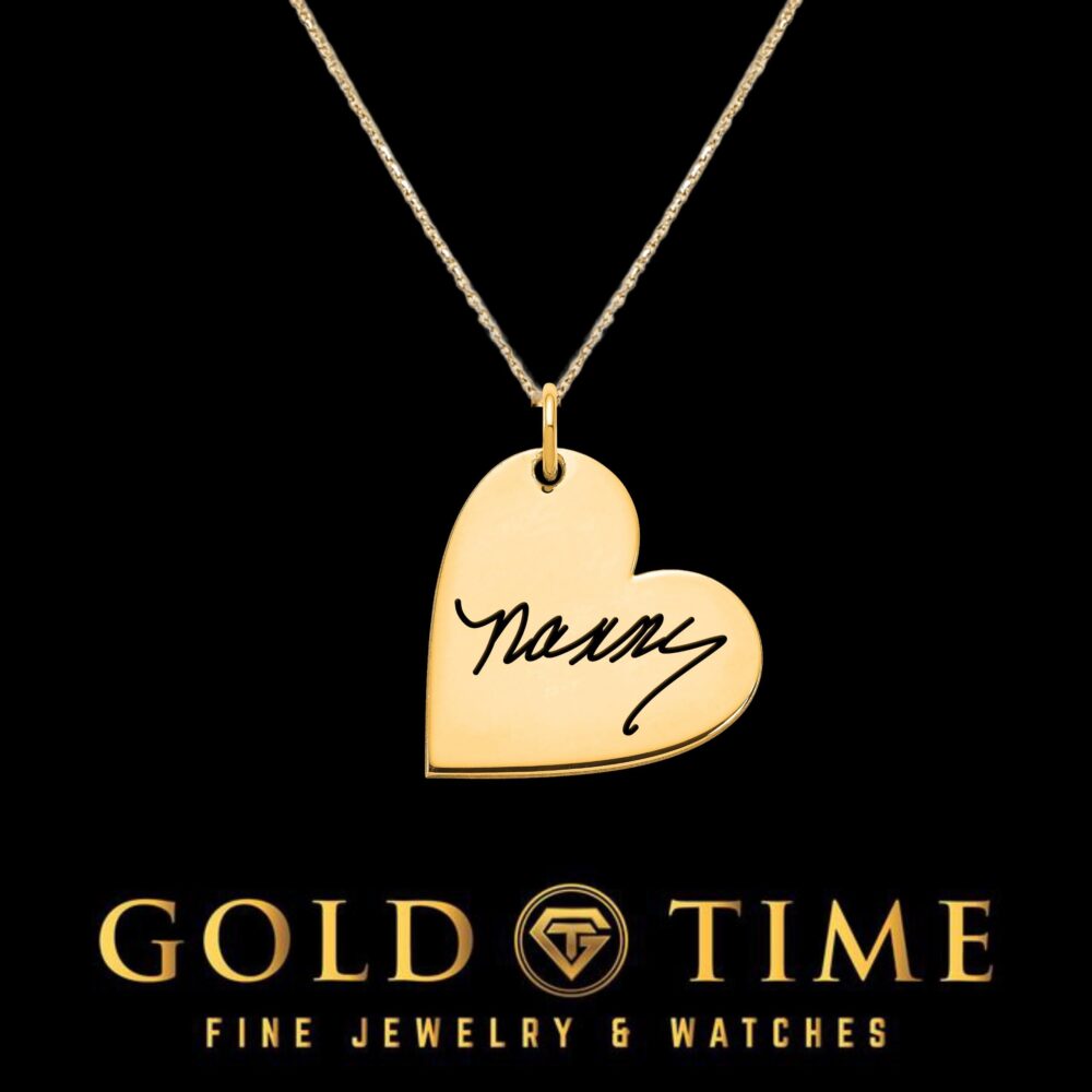 Custom Personalized Signature Heart Pendant Necklace | Gold Or Silver