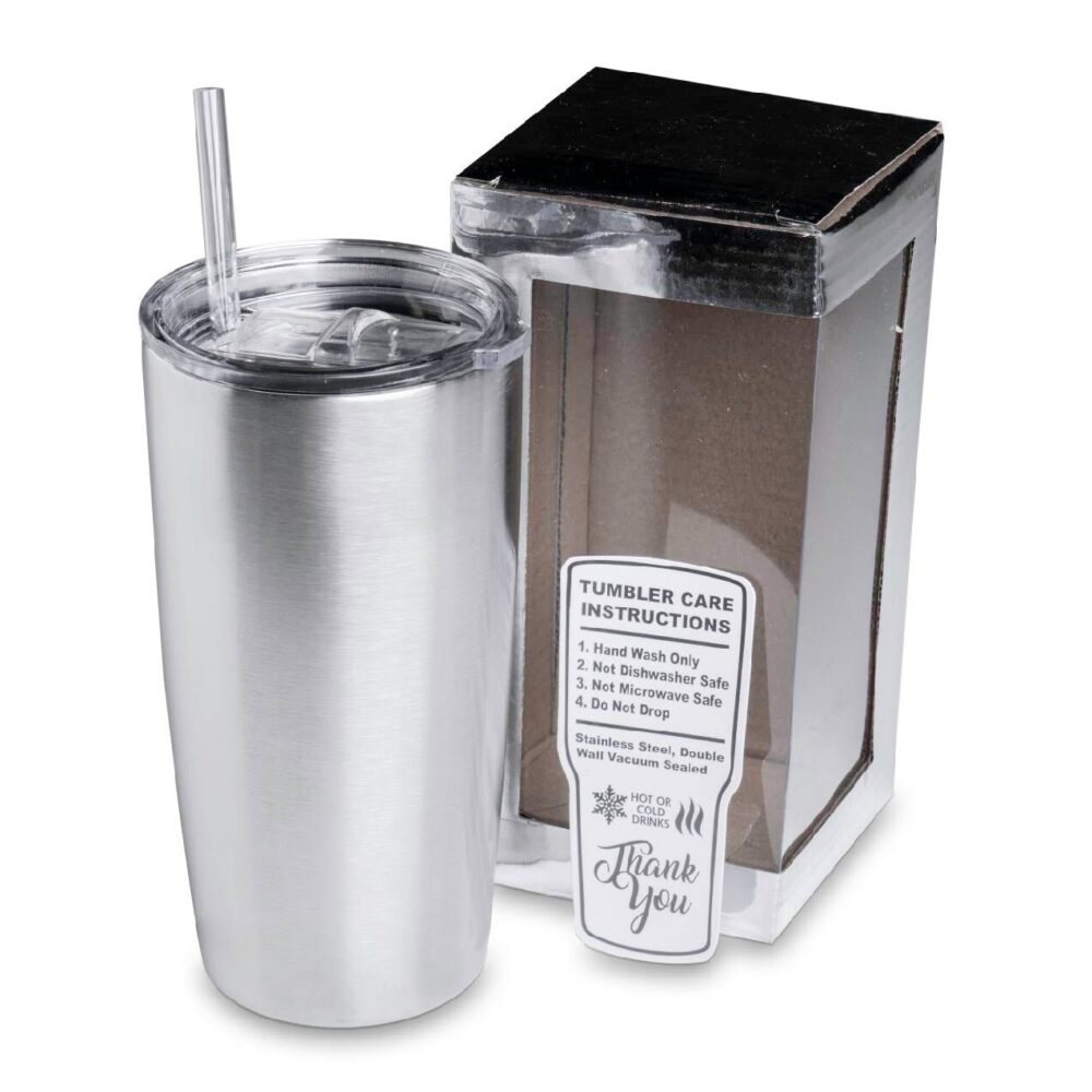 Stainless Steel 20 Oz Tumbler With Straw & Lid, For Crafting Diy Personalization - Epoxy, Uv Dtf, Vinyl, Laser Engraving