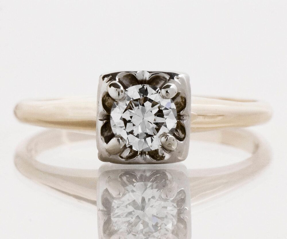 Vintage Engagement Ring - 1940's 14K Two-Tone Diamond