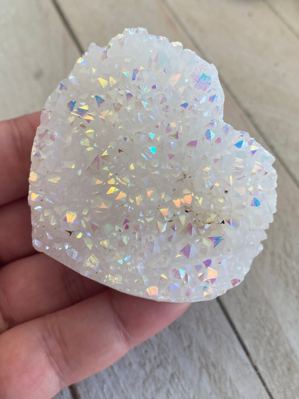 Confetti Aura Quartz Heart Cluster Rainbow Iridescent Crystal | 2.2"