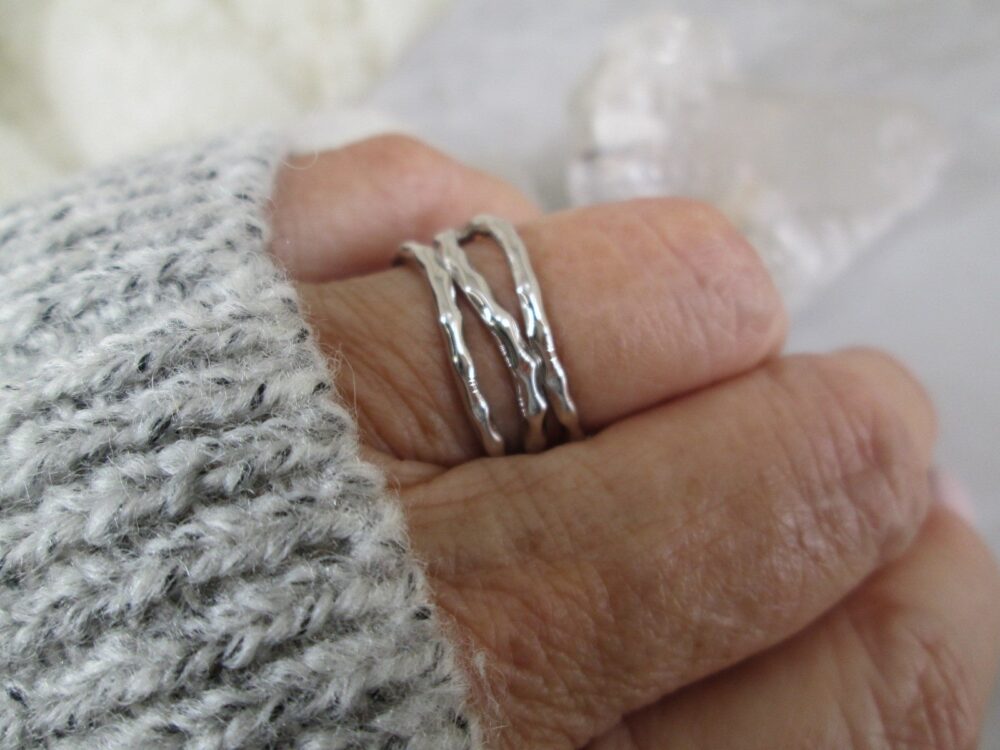 Sterling Hammered Band>925 Silver Wide Band, Women's Statement Ring, Hammered Ring, Thumb Band, Wedding, Woven Band, Non Tarnish