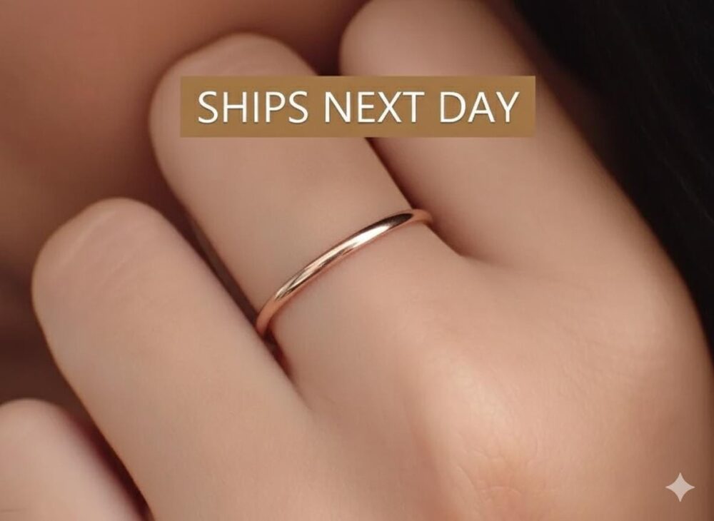 1.5mm Simple Thin Plain Wedding Band, In-stock Ready To Ship Ring, Last Minute Holiday Gift For Her