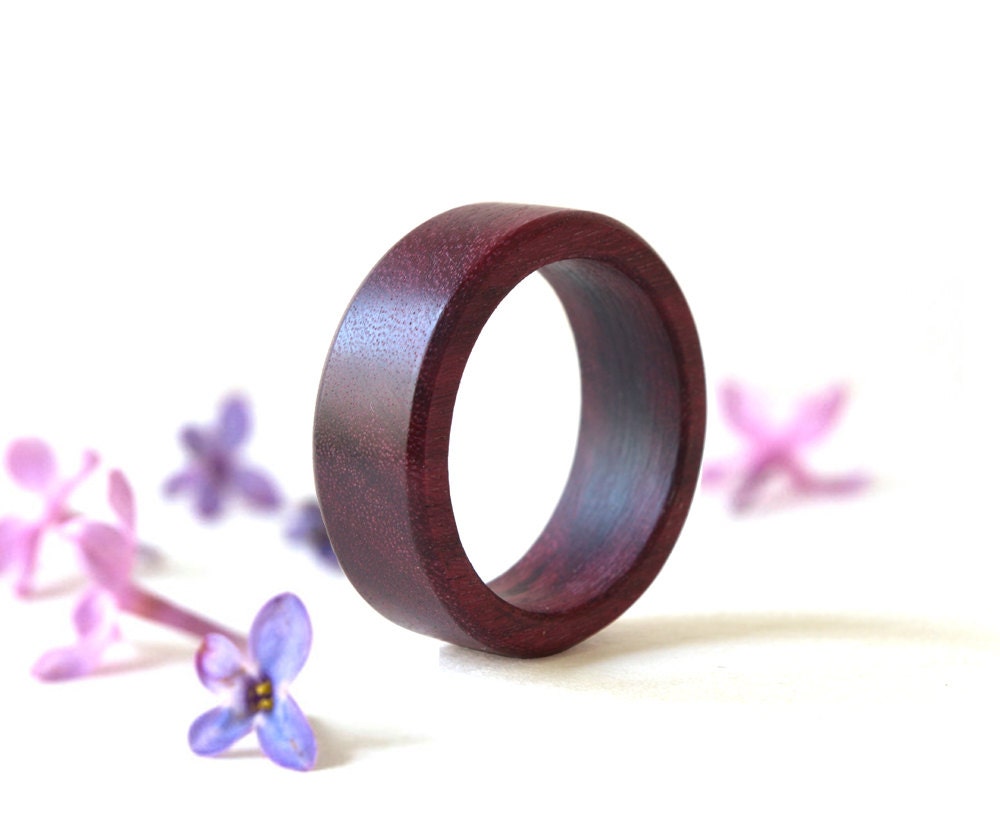 Purple Heart Wood Ring, Male Wedding Band Wood, Wood Ring With Engraving, Rustic Engagement Promise Rings For Couples, Name