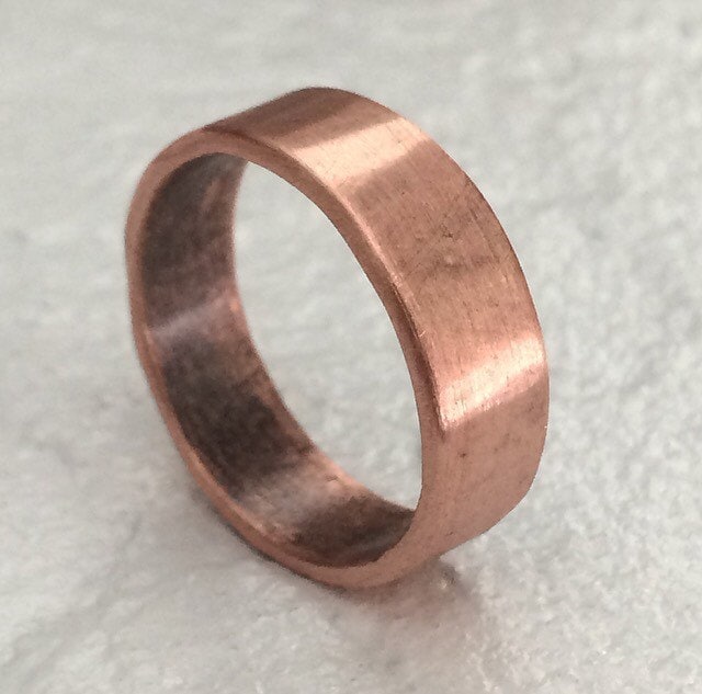 6mm Wedding Band - Raw Polished Or Rustic Oxidized Copper Minimalist Ring 7Th Anniversary Unisex Jewelry