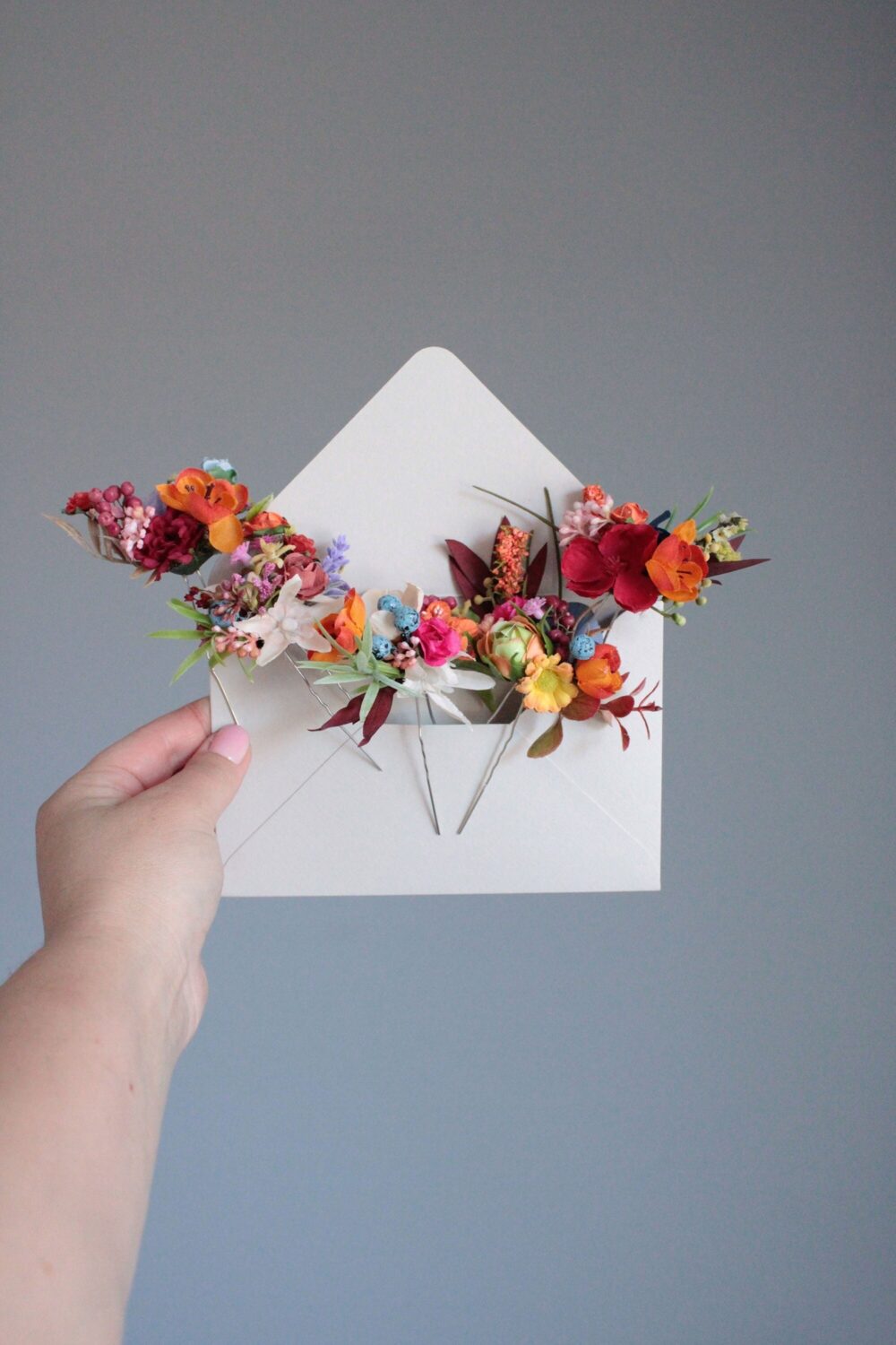 Colorful Floral Hair Pins, Rustic Wedding Bridal Accessories