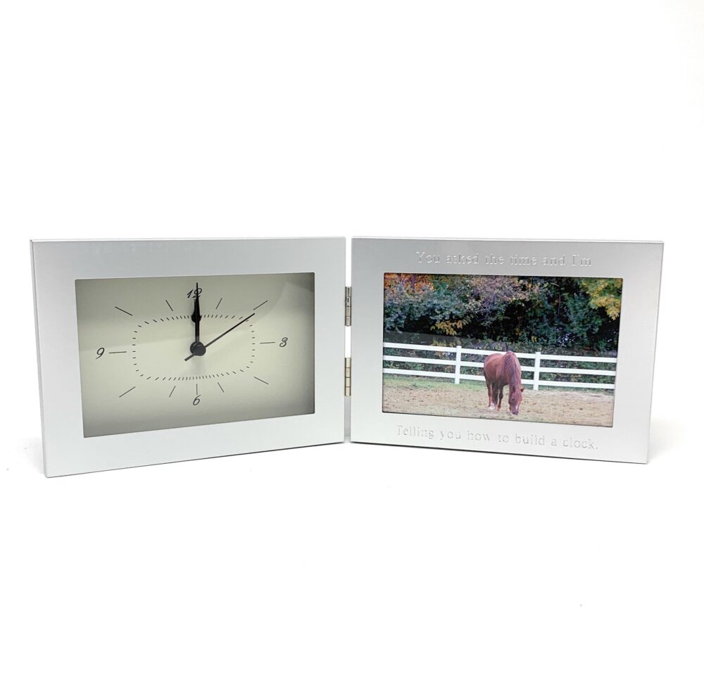 Personalized 4x6 Photo Frame With Clock Engraved Picture