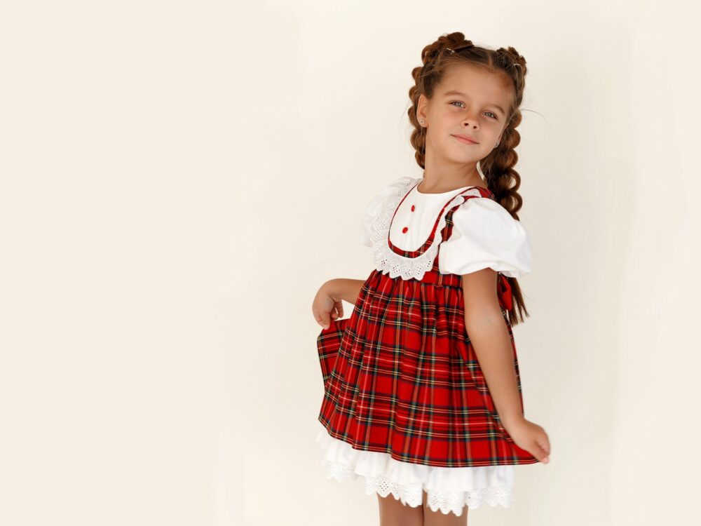 Christmas Girl Dress - First Toddler Festive Outfit Red & White Tree Print Dress For Girls Festive Children's Clothing