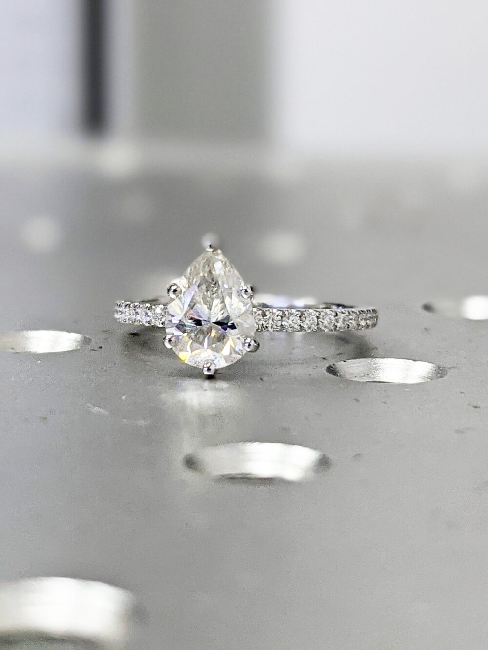 14K Solid Gold Engagement Ring /1Ct Pear Moissanite Wedding Ring/Moissanite Ring/stack Ring/Promise Ring/Rose Gold