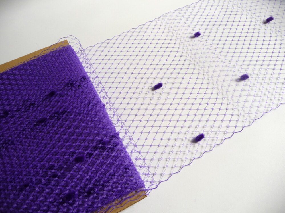 9 Inch Purple Dot Veiling For Hats Millinery Supply Chenille Spotted Birdcage Russian French Netting Diy Veils Blushers Fascinators