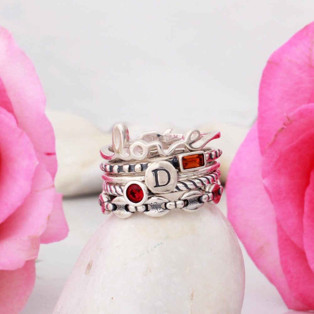 Love Rings Stackable Ring in Sterling Silver Valentines Gift New Mom Handmade Stacking For Her